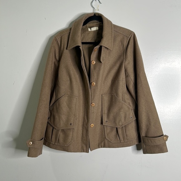 J crew tan wool jacket size large - Picture 3 of 10
